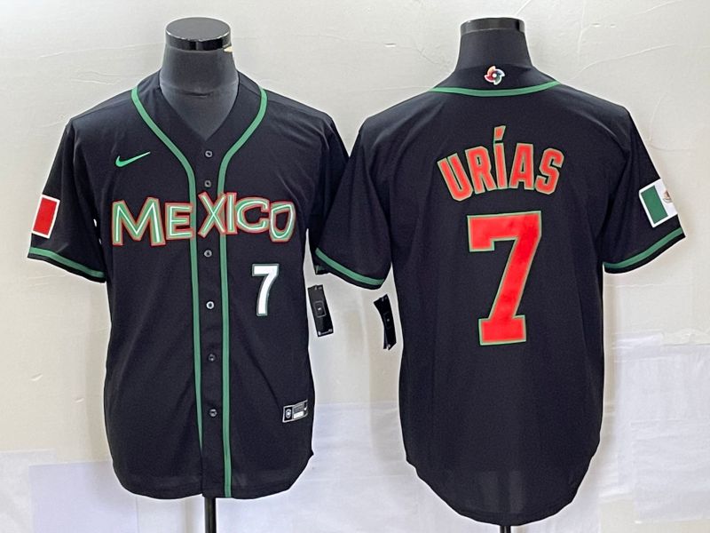 Men 2023 World Cub Mexico #7 Urias Black red Nike MLB Jersey4->more jerseys->MLB Jersey